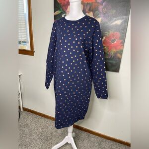 Boden NWOT Hotsell Sweatshirt Dress Navy Rose Gold Polka Dots Long Sleeves 10R